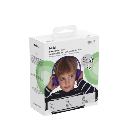 Słuchawki bezprzewodowe Belkin SoundForm Mini Nauszne Dla Dzieci Bluetooth 5.3 Purpurowy