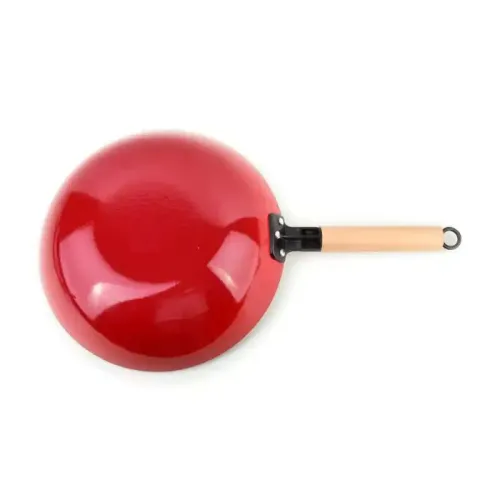 Wok żeliwny RODELUXE CZERWONY 30 cm