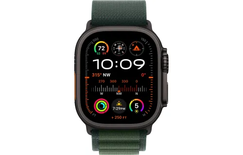 Apple Watch Ultra 2 GPS + Cellular Koperta z tytanu Czarna 49mm Opaska Alpine Ciemnozielona Rozmiar M