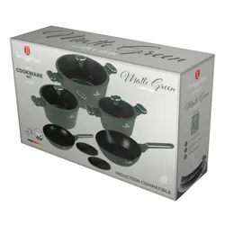 Zestaw patelni i garnków BERLINGER HAUS Matte Green Collection BH-8207 (10 elementów)