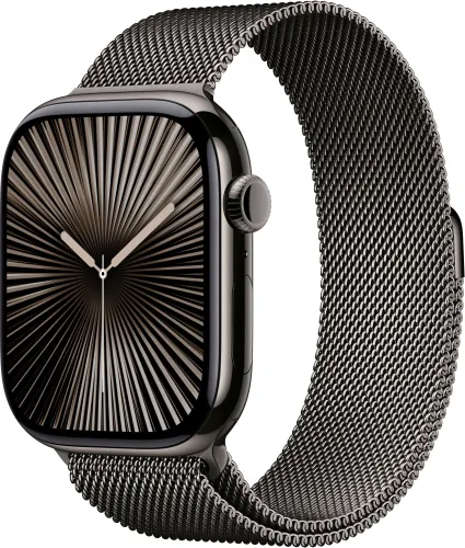 Apple Watch Series 10 GPS + Cellular koperta 46mm tytan łupek bransoleta mediolańska łupek S/M