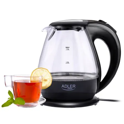ADLER Round 1,5 l czarny - czajnik elektryczny bezprzewodowy szklany