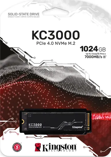 Kingston KC3000 1 TB M. 2 2280 PCI - E x4 Gen4 NVMe SSD (SKC3000S/1024G)