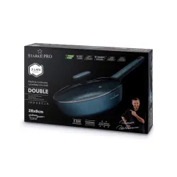 Patelnia nieprzywierająca z uchwytem i pokrywką STARKE PRO DOUBLE 28 cm