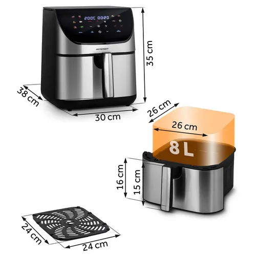 Air Fryer Frytkownica beztłuszczowa BERDSEN BD-659 8l 12 automatycznych programów