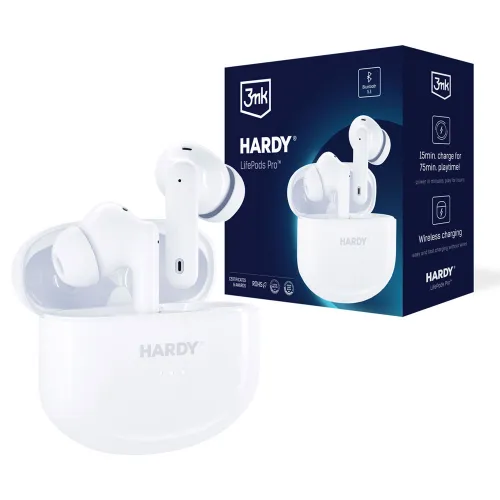 Słuchawki bezprzewodowe 3mk HARDY LifePods Pro ANC Dokanałowe Bluetooth 5.3 Biały
