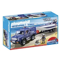 Playmobil 5187 полицейский внедорожник с моторной лодкой