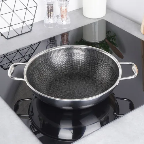 Patelnia wok stalowa nieprzywierająca COOKCELL 28 cm