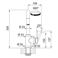 Bateria FRANKE Lina 115.0728.476 Chrom