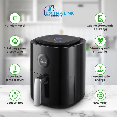 Air Fryer Frytkownica beztłuszczowa EXTRALINK SJ-400 4l Wi-Fi programator czasowy