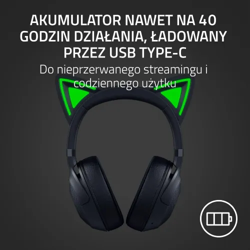 Słuchawki bezprzewodowe z mikrofonem Razer Kraken Kitty V2 BT Black Nauszne Czarny