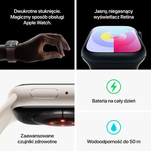Apple Watch 9 GPS 45mm koperta z aluminium (północ) + pasek sportowy M/L (północ) (CPO)
