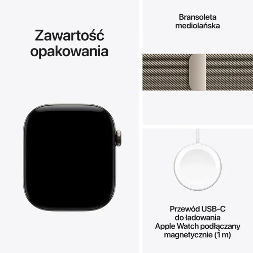 Apple Watch Series 12 GPS + Cellular Koperta 42mm tytan naturalny bransoletka mediolańska