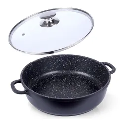 Patelnia granitowa ze szklaną pokrywką GRANDE 28 cm