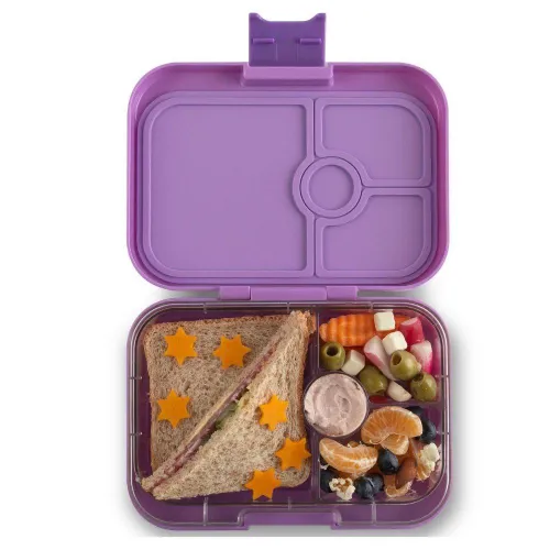 Yumbox Panino Okulu için dikdörtgen öğle yemeği kutusu-dreamy mor / panda tepsisi