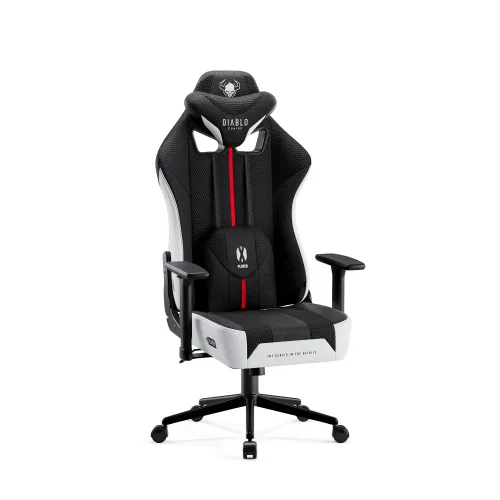 Fotel Diablo Chairs X-Player 2.0 Small do 90kg Skóra ECO Tkanina Biało-czarny