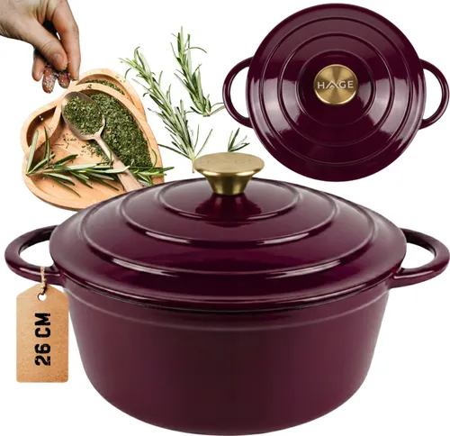 Garnek żeliwny HAGE DQ26 5L Bakłażanowy