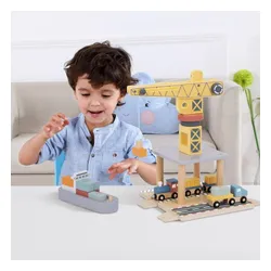 Tooky Toy Dźwig Portowy Drewniany Zestaw