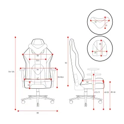 Fotel Diablo Chairs X-Player 2.0 Normal Size Gamingowy do 150kg Skóra ECO Tkanina Biało-niebieski