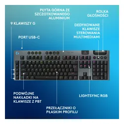 Klawiatura mechaniczna Logitech G915 X Lightspeed Tactile US INTL Czarny