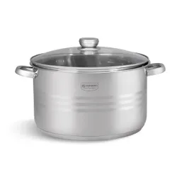 Garnek stalowy gastronomiczny duży z pokrywką 20,3l 36cm indukcja gaz 3023