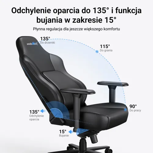 Fotel Anda Seat Phantom 4 L Pro Gray Fabric Gamingowy do 100kg Tkanina Szary
