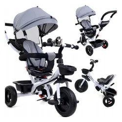 Rowerek trójkołowy z daszkiem FUNFIT obracany 360° wolne koło +trąbka