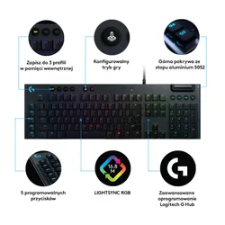 Klawiatura mechaniczna Logitech G815 GL Linear Czarny