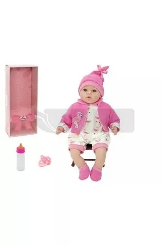 Lalka bobas smoczek + butelka mówi po polsku 45cm