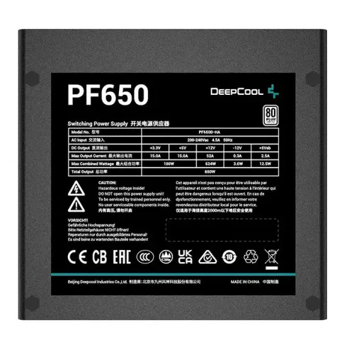Zasilacz DeepCool PF650 650W 80+ Czarny