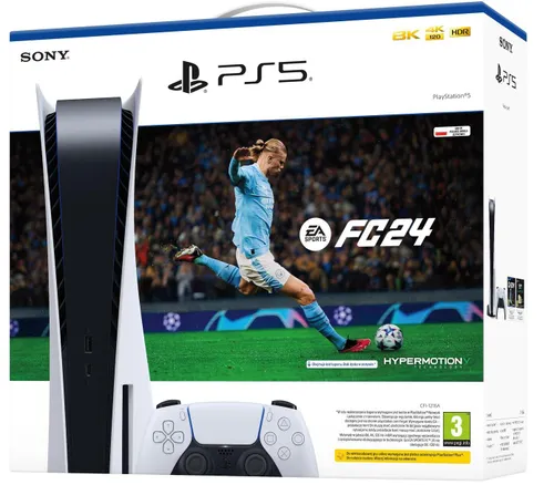 Konsola SONY PlayStation 5 z napędem Blu-ray 4K UHD + EA SPORTS FC 24  (klucz aktywacyjny)