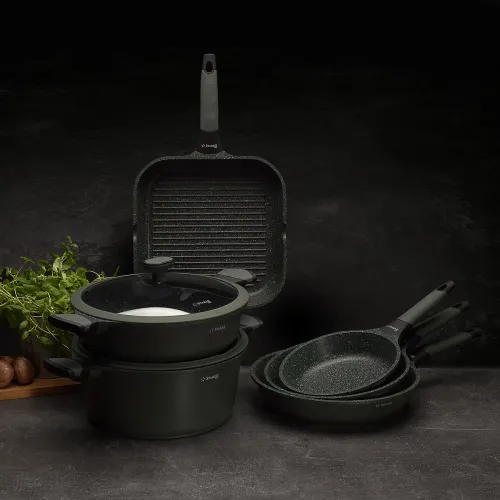 Patelnia nieprzywierająca z pokrywką STARKE PRO VIRIDI DEEP 24 cm