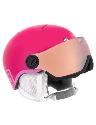 Kask narciarski dziecięcy SALOMON GROM VISOR pink z WBUDOWANA SZYBĄ - KAT. S2 - Rozmiar - M