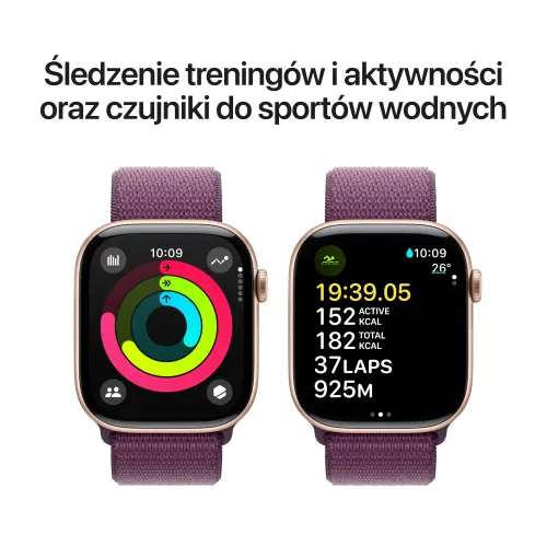 Apple Watch Series 10 GPS koperta 46mm aluminium różowe złoto opaska sportowa dojrzała śliwka