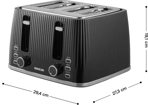 Toster Sencor STS 7541BK Ruszt do bułek Rozmrażanie 1860W