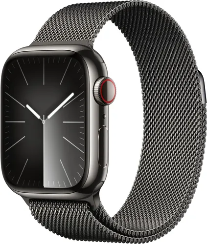 Apple Watch 9 GPS + сотовый 41 мм стальной сильный графит / сильный графит миланский браслет