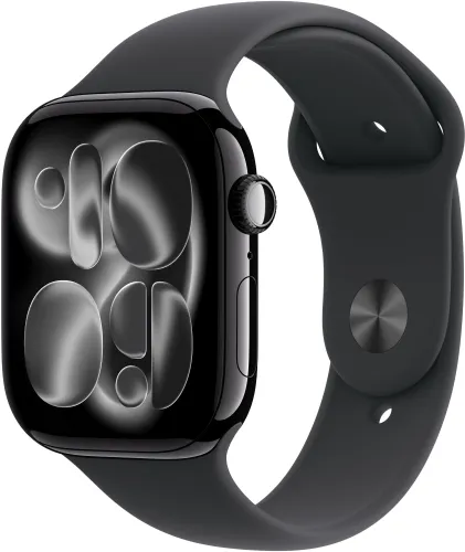 Apple Watch 11 GPS + Cellular 46mm koperta z aluminium (onyks) + pasek sportowy rozmiar M/L (czarny)