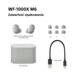 Słuchawki bezprzewodowe Sony WF-1000XM6 ANC Dokanałowe Bluetooth 5.3 Platynowo-srebrny