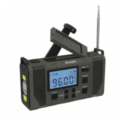 Radioodbiornik Hawk Expedition R20 Na korbkę, Solarne, Latarka, Radio FM Czarny