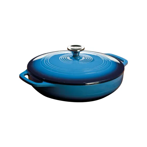 LODGE Cast Iron 3,5 l niebieski - garnek żeliwny z pokrywką