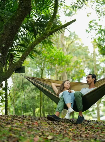 Hamak turystyczny Ticket To The Moon King Size Hammock - army green/brown