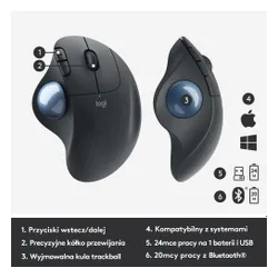 Myszka Logitech ERGO M575 Grafitowy