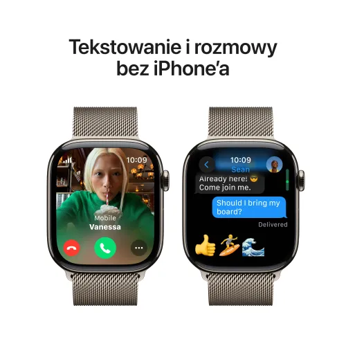 Apple Watch Series 10 GPS + Cellular koperta 42mm tytan naturalny bransoleta mediolańska naturalnym