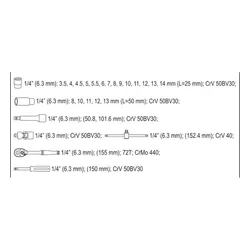 Zestaw narzędziowy 1/4'', 25szt. Yato YT-14461