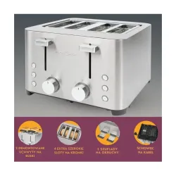 Toster ProfiCook PC-TA 1252 Ruszt do bułek Rozmrażanie 1500W