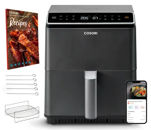 Frytkownica beztłuszczowa Cosori Dual Blaze 1700W 6,4l Aplikacja mobilna Szary