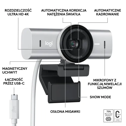 Kamera internetowa Logitech MX Brio Ultra HD 4K Szary