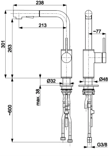 Bateria KFA ARMATURA Duero Basic 6623-110-34 Miedź szczotkowana