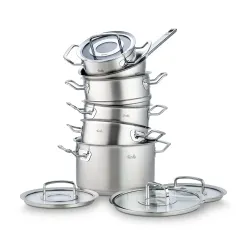 FISSLER Original Profi Collection - zestaw 5 garnków z pokrywkami i wkładem do gotowania na parze ze stali nierdzewnej