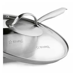 Patelnia na indukcję nierdzewna z pokrywką Starke Pro Varese 24 cm